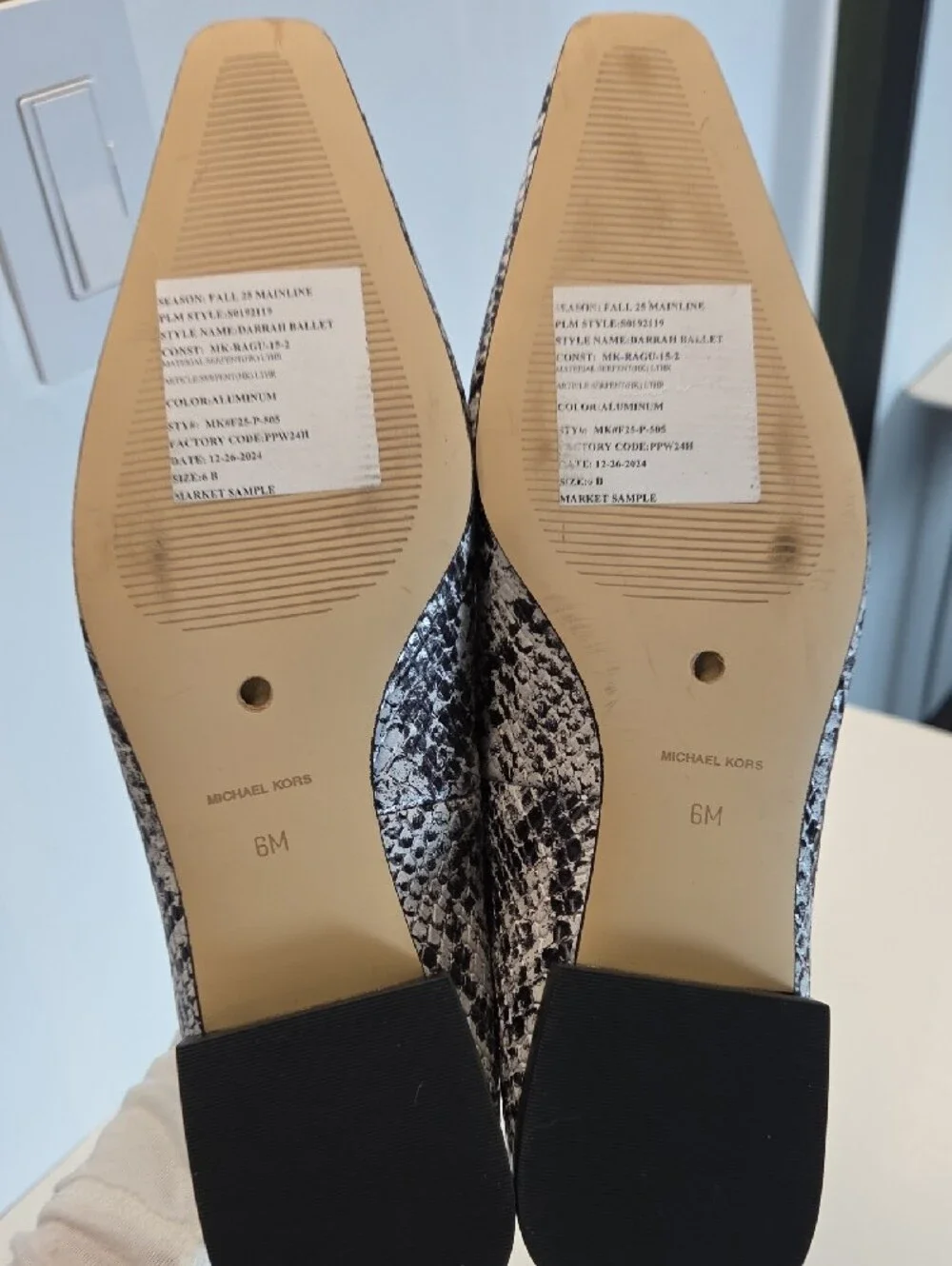 Michael Kors Darrah Ballet Flat Market Sample Snake-Print  Flats Size 6.5